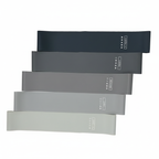 Sæt med 5 sorte, grå og hvide modstandsbånd på en hvid baggrund