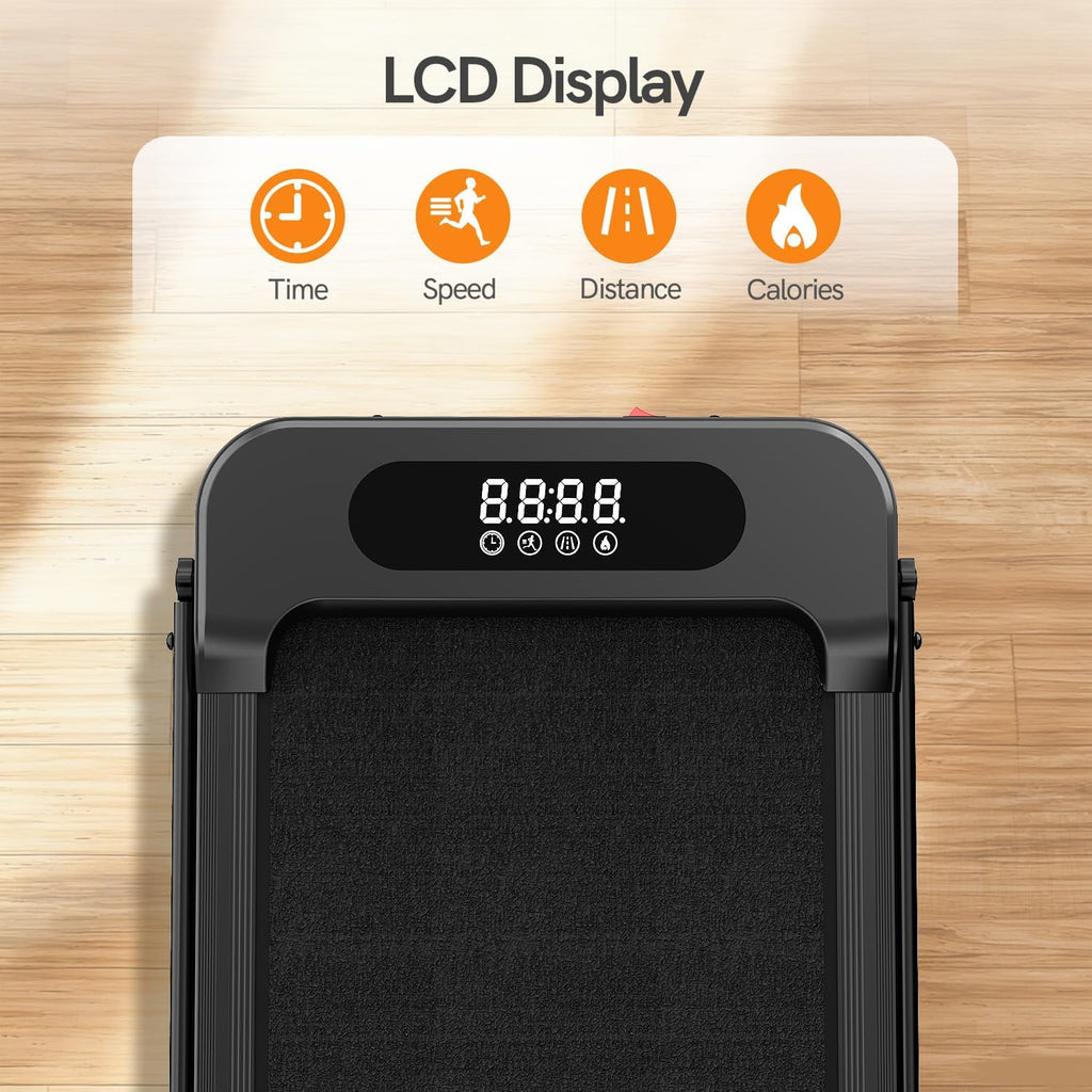 Et Fitvect løbebånd med LCD-display på gulvet